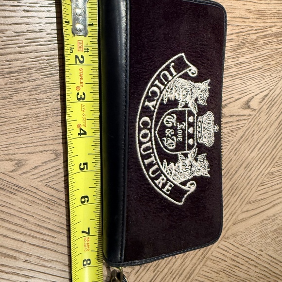 Vintage Juicy Couture Wallet Black Crown Velour Scottie Long Y2K Card ID 8" x 4" - Picture 3 of 8